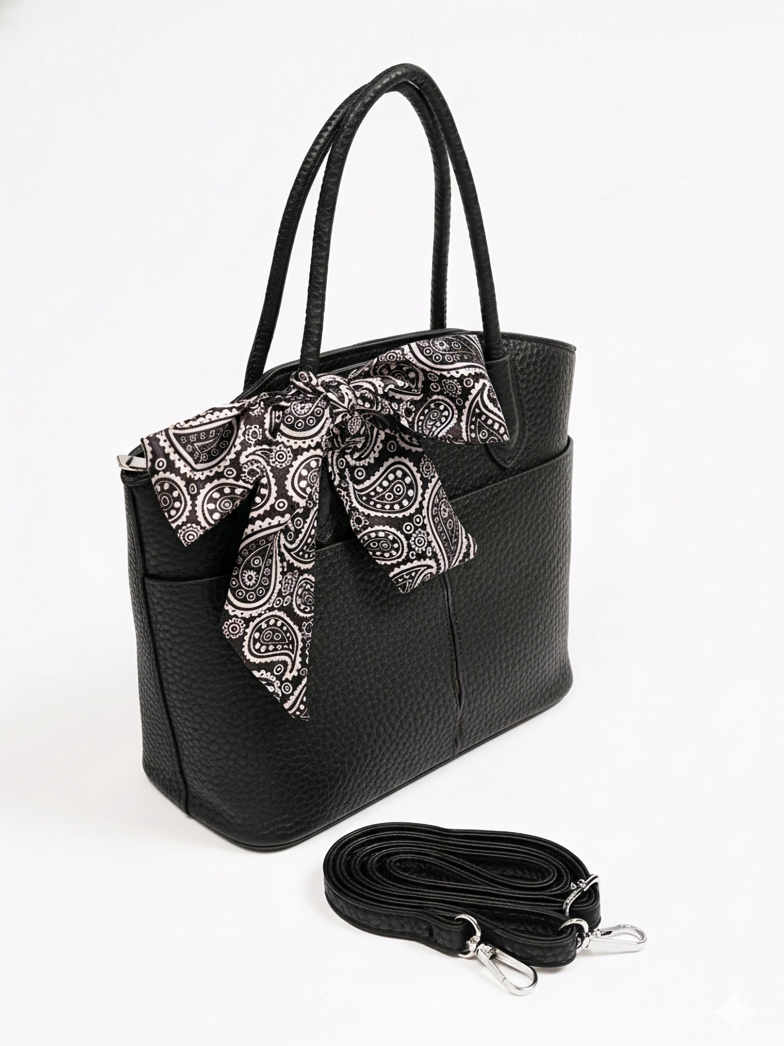 Сумка-тоут с округлыми ручками и декоративным платком в ассортименте